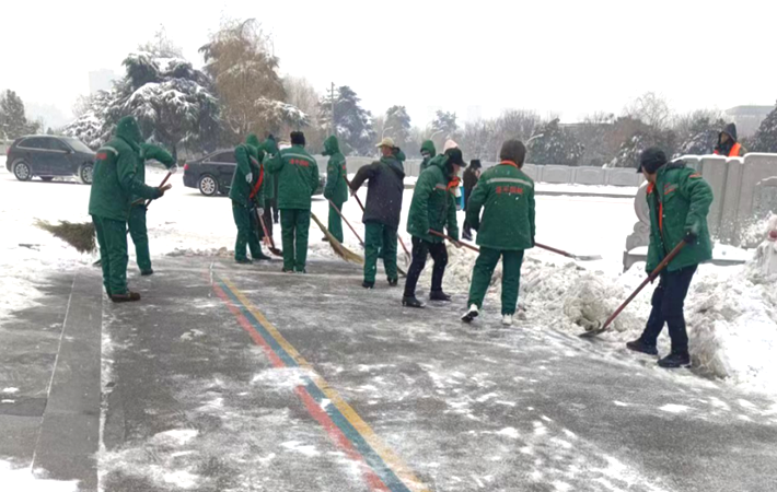 遂平县园林绿化中央：除雪护绿、除雪护道努力保证市完美体育官网民平安逛园(图1)